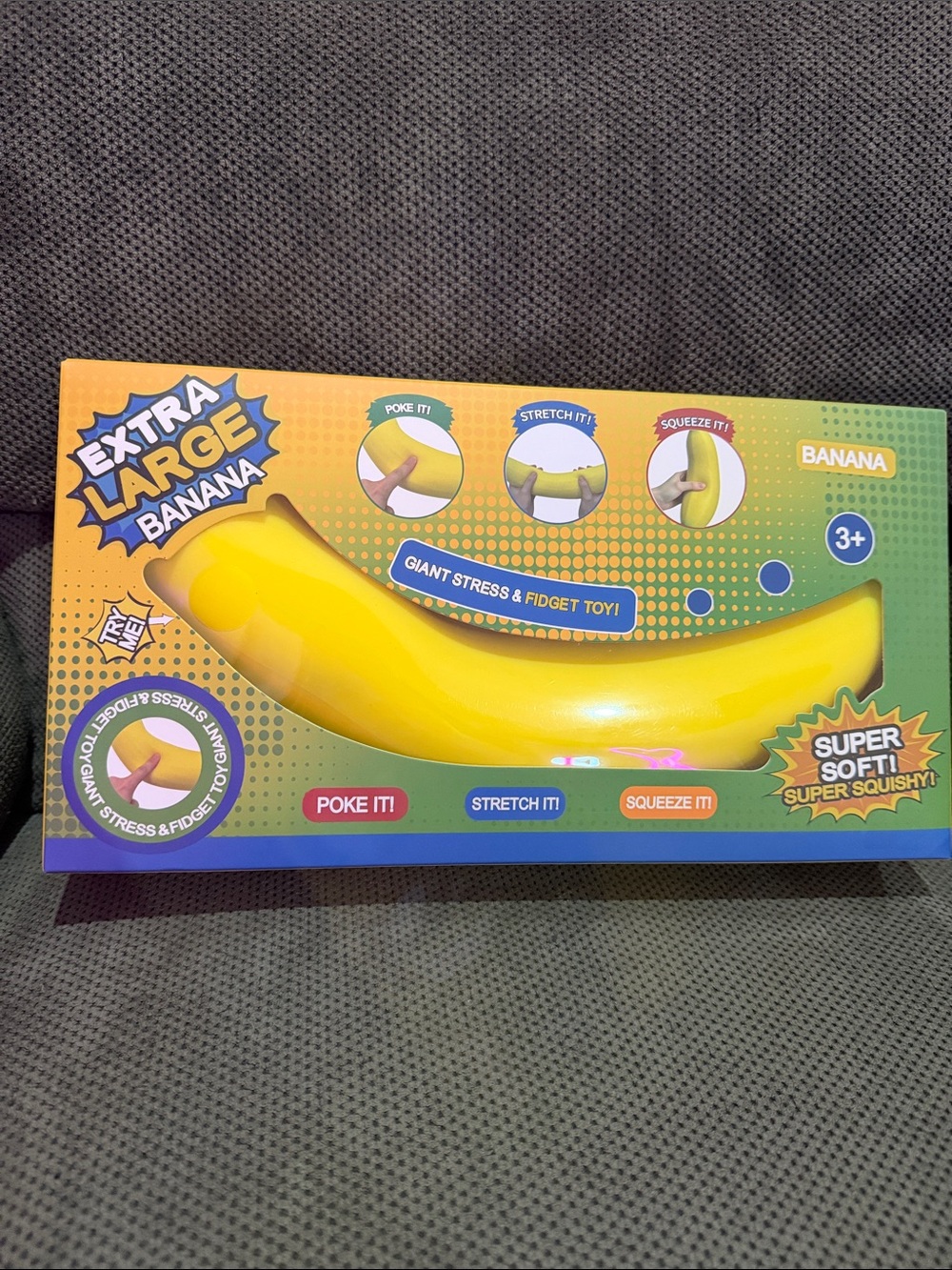 GIANT Yellow Banana Squishy stretchy Stress Toy